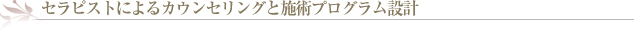 セラピストによるカウンセリングと施術プログラム設計